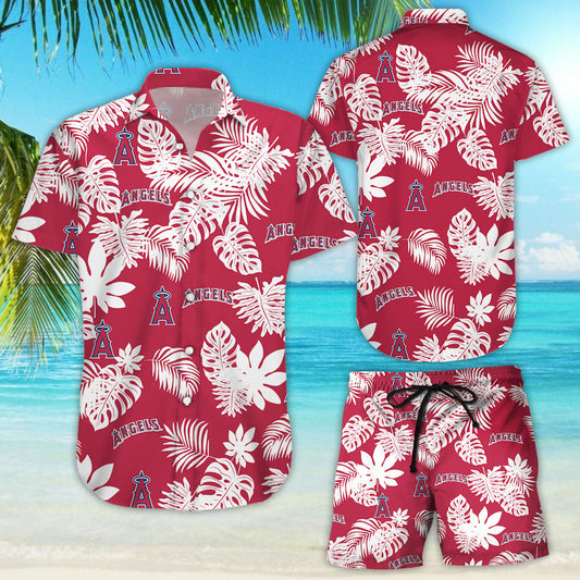 Kallycustom Anaheim Angels Tropical Flower Short Sleeve Hawaiian Shirt